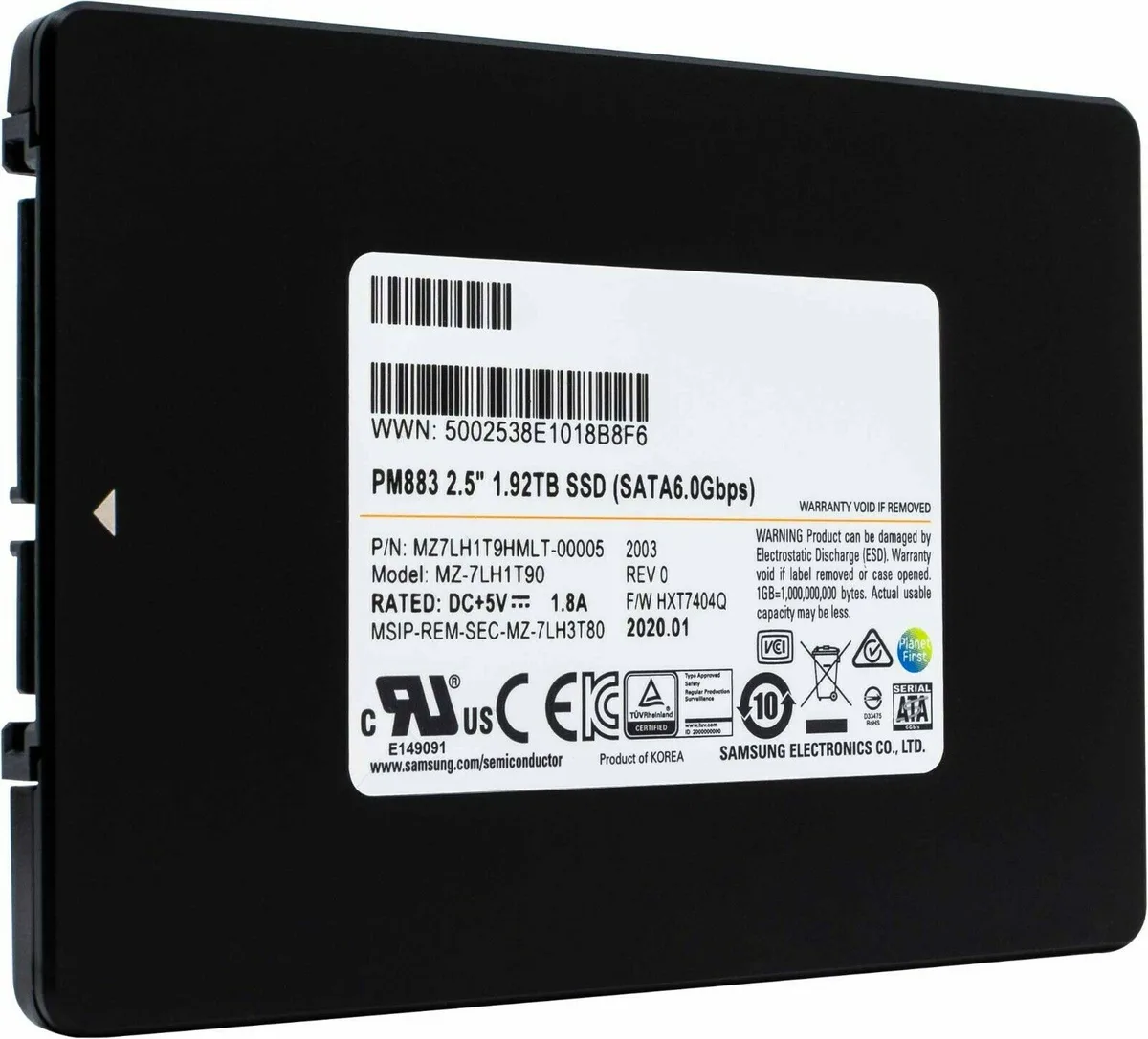 SAMSUNG SAMSUNG MZ7LH1T9HMLT-00005 PM883 1.92TB SATA internal SSD — product photo
