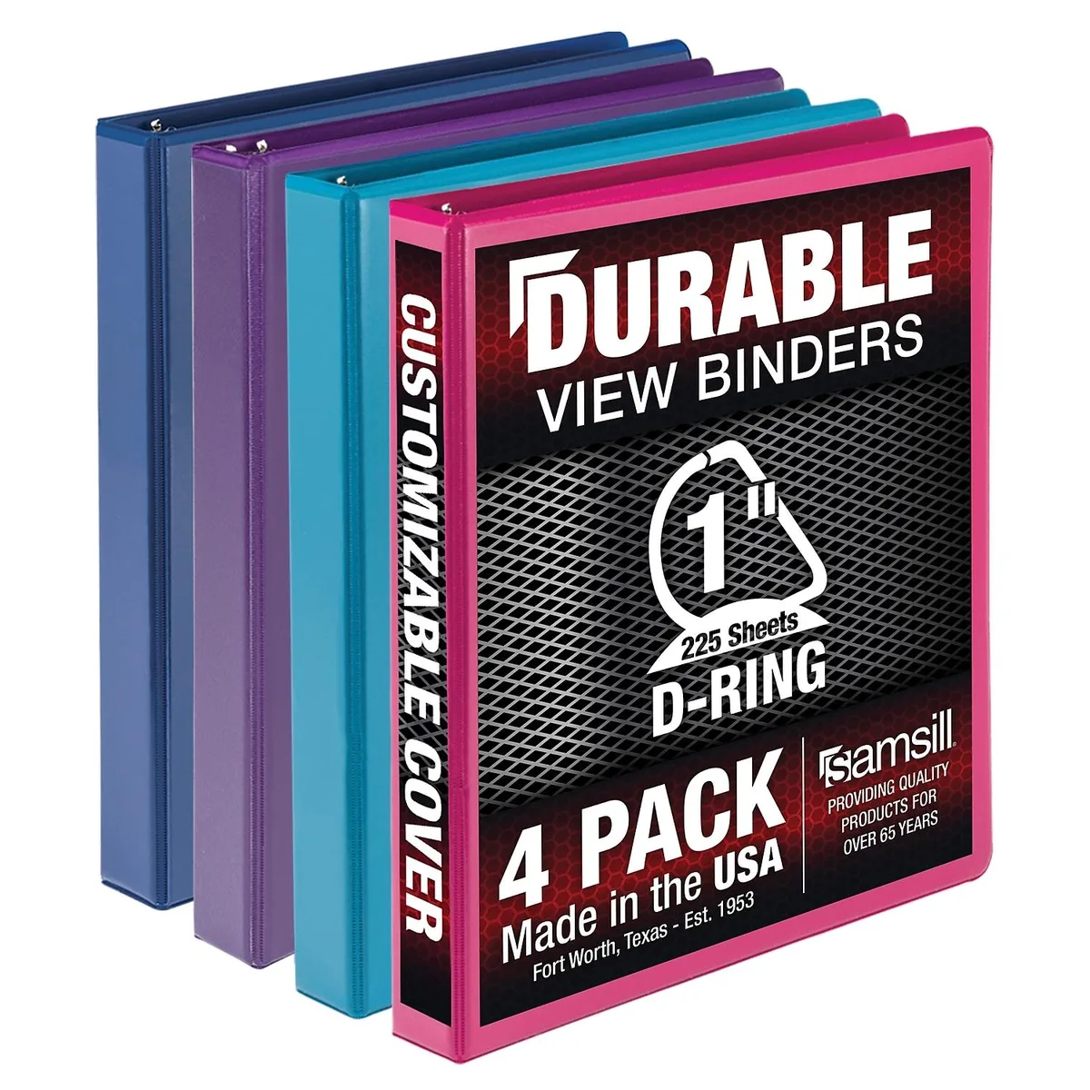 Samsill Samsill MP46439 1" 3 D-Ring View Binders Assorted 4 Pack — product photo