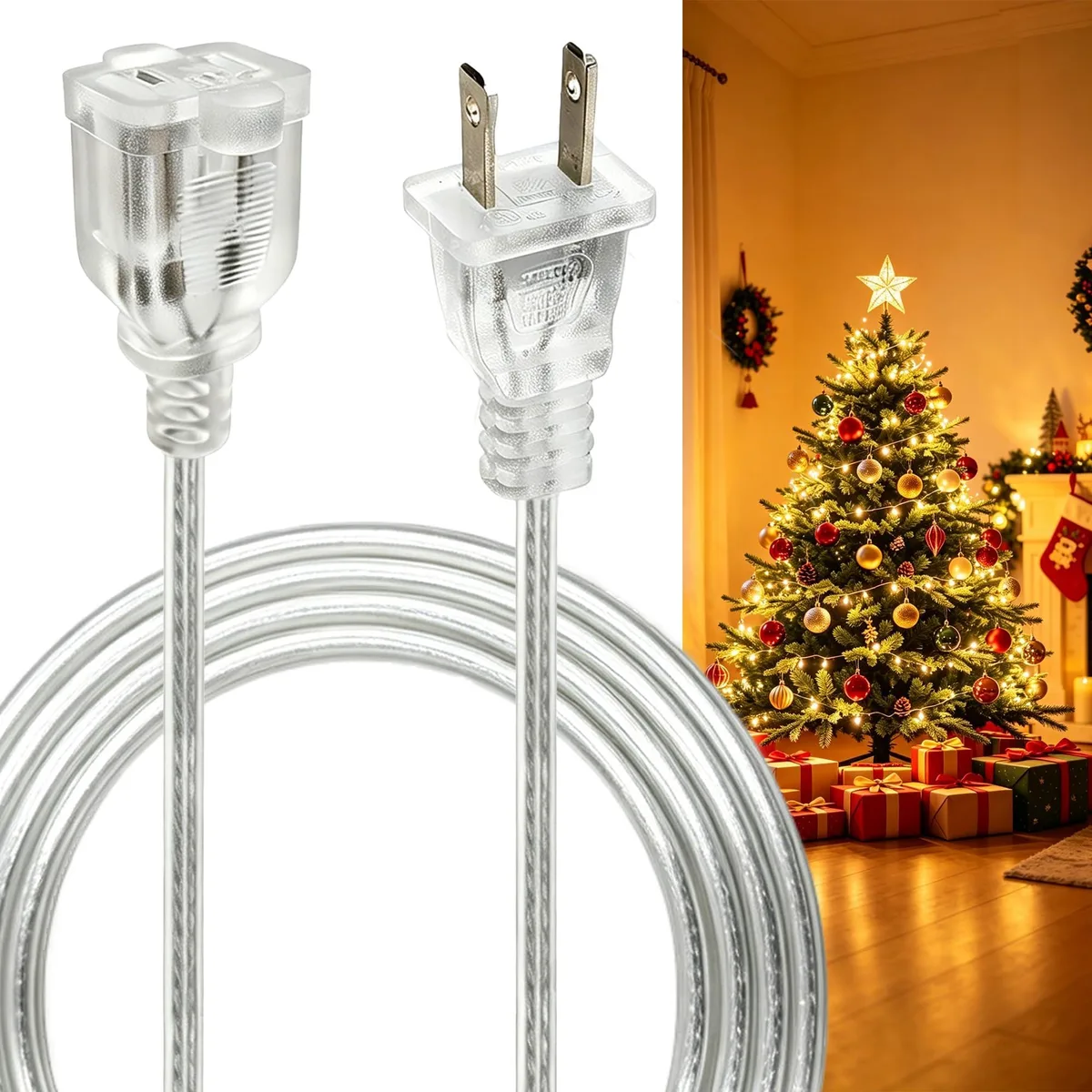  Fiabtool FB-TM-1.8M 6ft Clear Extension Cord 18AWG 10A 125V 1250W — product photo