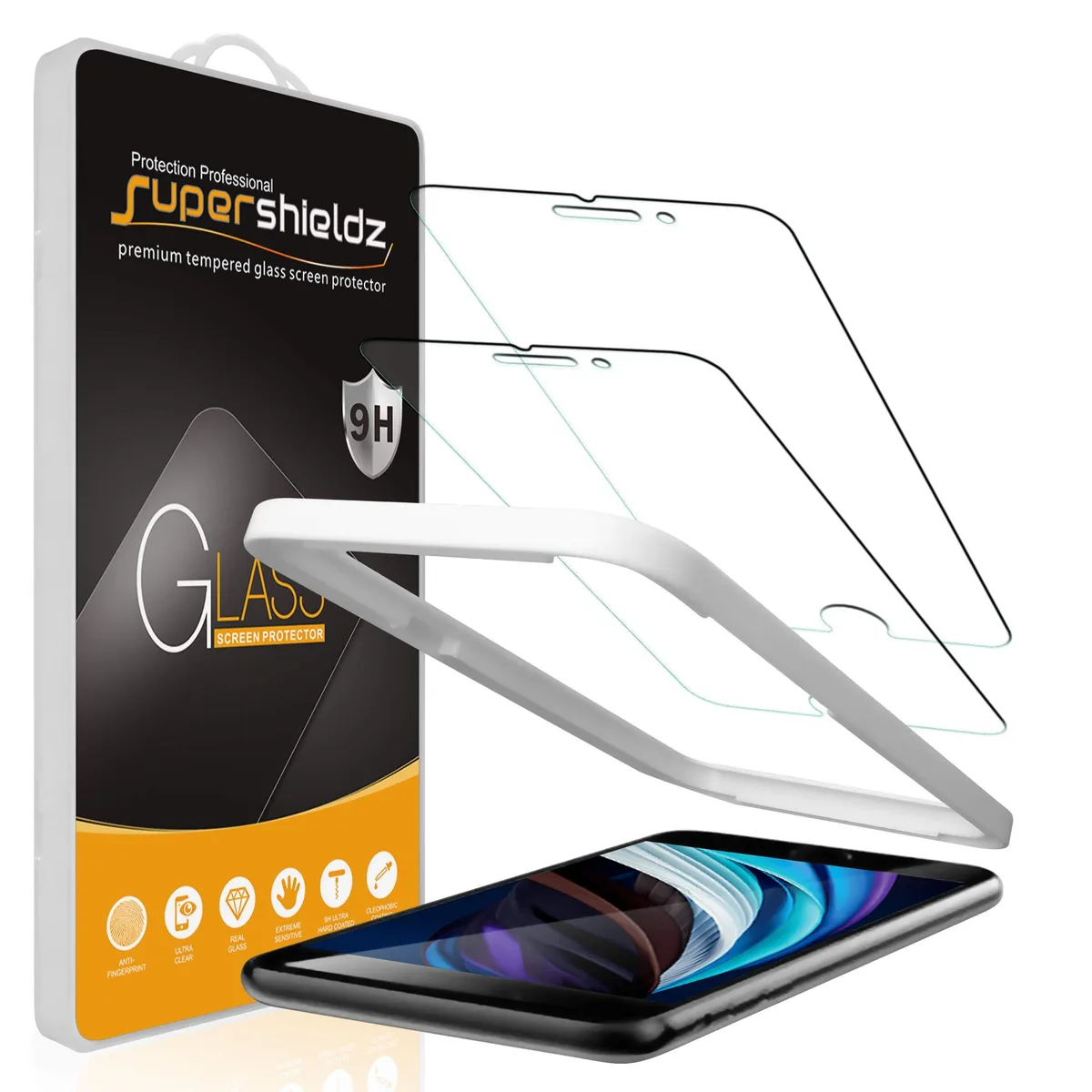 Two clear tempered-glass screen protectors with rounded edges for 4.7 inch iPhone