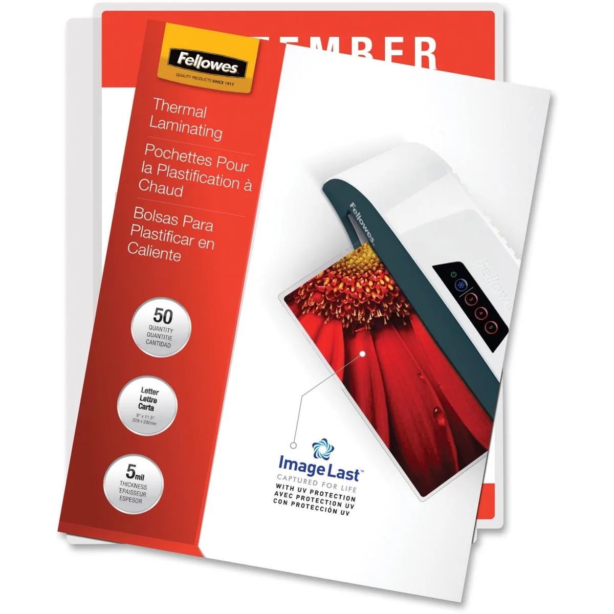 FELLOWES FELLOWES 5204002 5 mil letter-size laminating pouches 50 pack — product photo