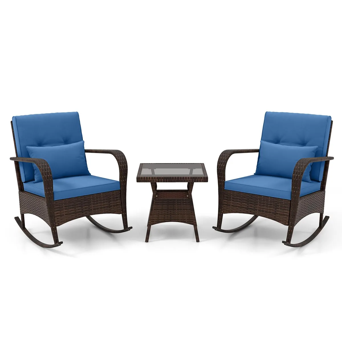SlickBlue SlickBlue 3-Piece Navy Rocking Set with Tempered Glass Coffee Table — product photo