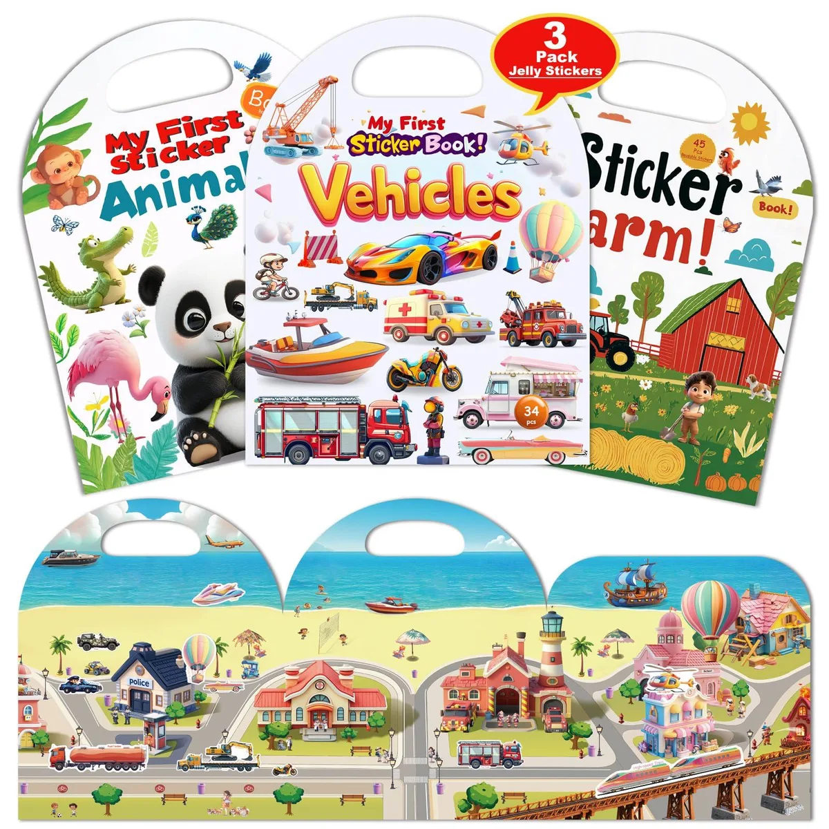  HitGoo New3in1 3-Pack Reusable Sticker Books 116pcs — product photo