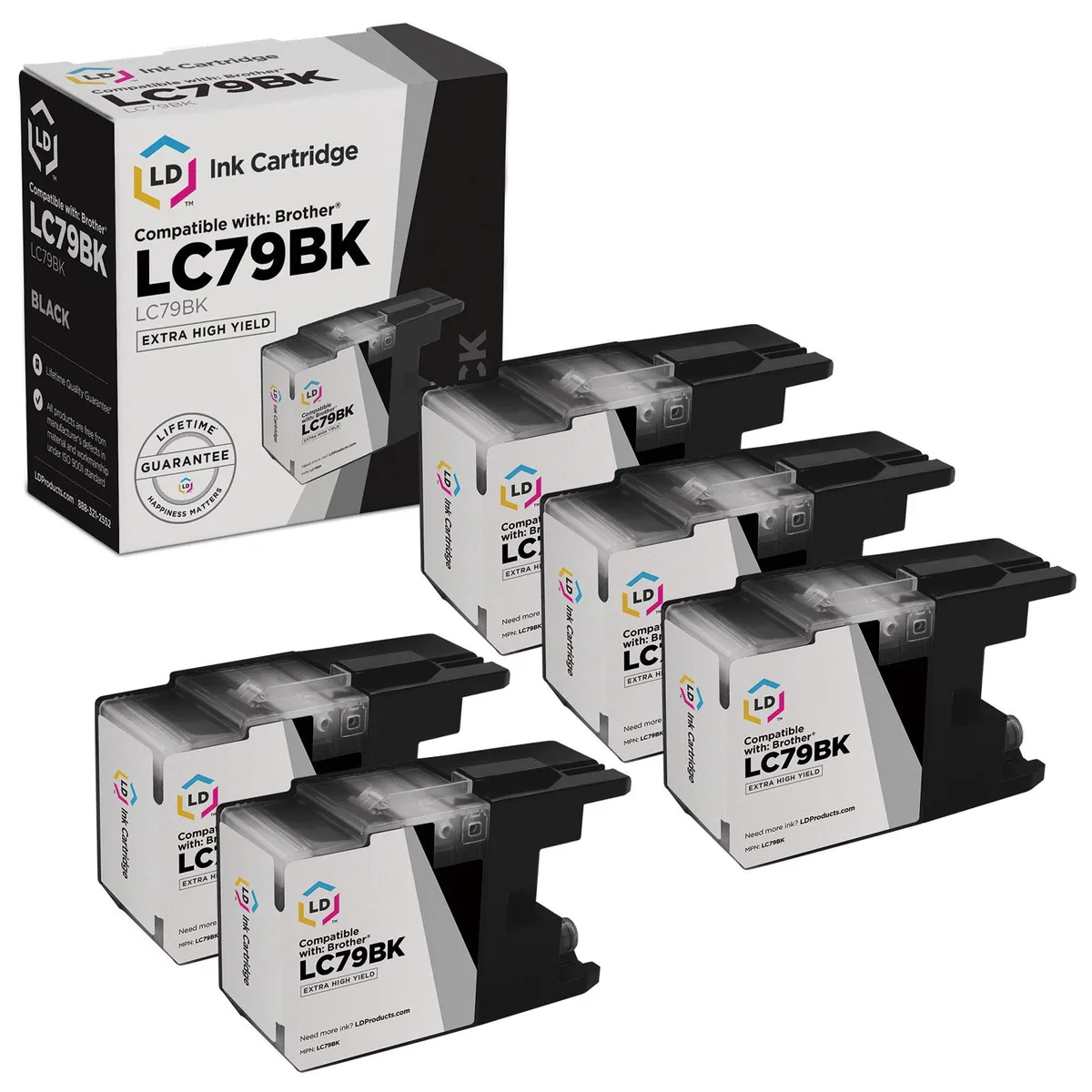 LD Products LD Products LC79BK Extra High Yield Black Ink Cartridge 5-Pack 2400 Pages — product photo