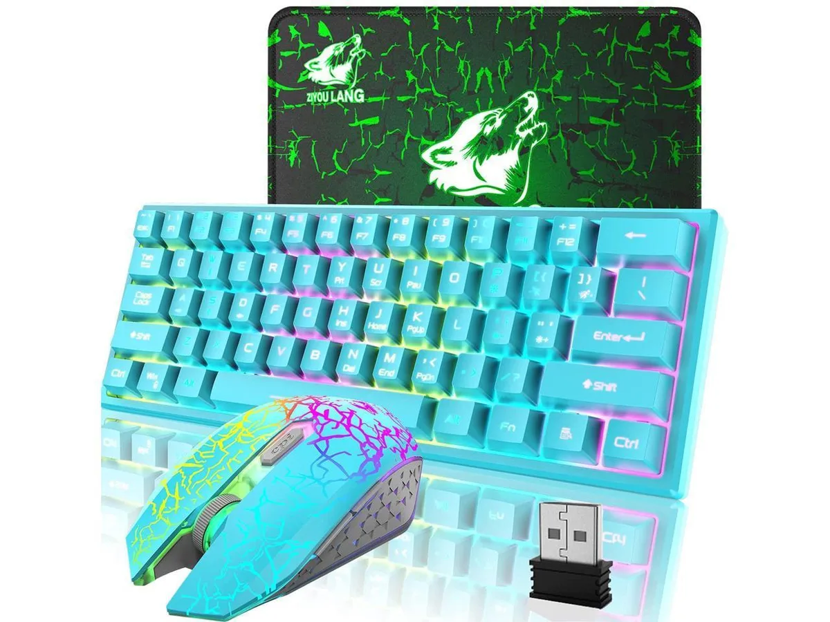 KEHIPI KEHIPI 61 Key Wireless Gaming Keyboard and Mouse Combo Blue — product photo