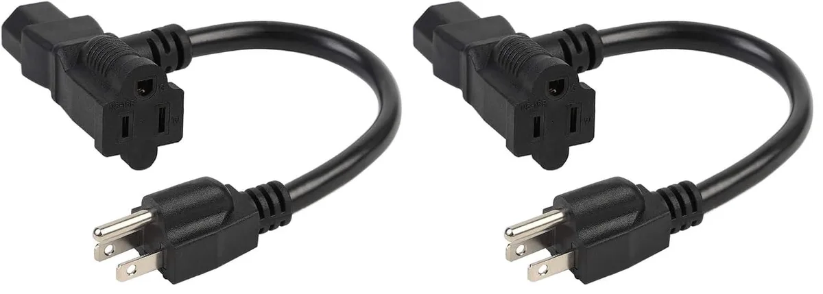 LORDWORLD LORDWORLD 1 ft NEMA 5-15P to C13/5-15R Piggyback Power Cord 14AWG Pack of 2 — product photo