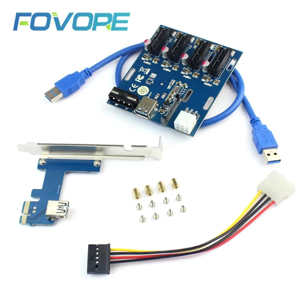 YINGHUA YINGHUA 1 to 4 Slot PCIe Riser Card Mini ITX expansion card — product photo