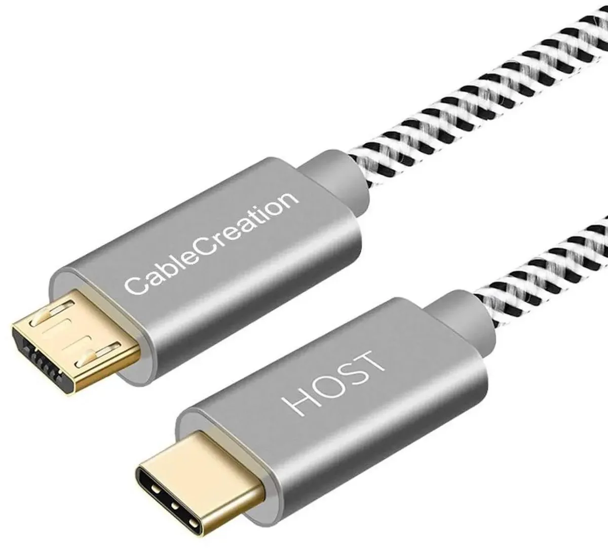 Space Gray braided USB-C to Micro USB cable 3.3ft