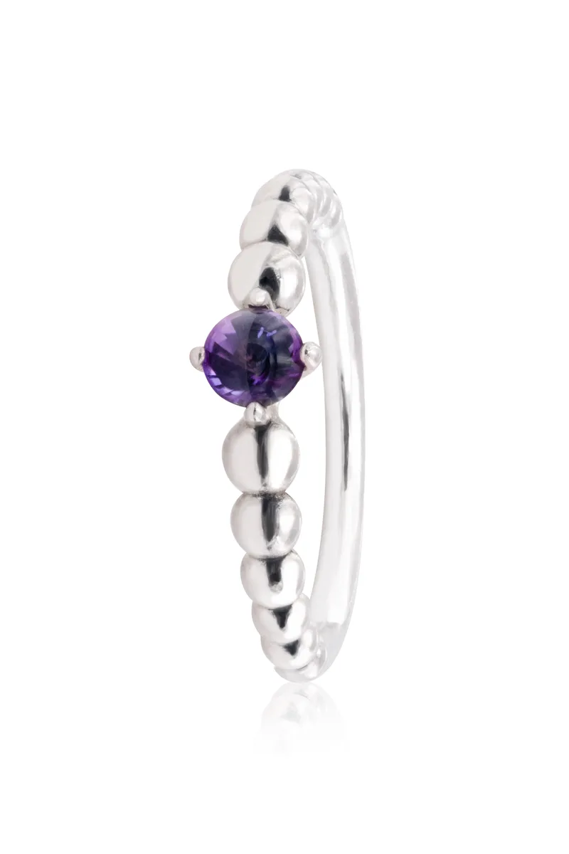 PANDORA PANDORA Sterling Silver Purple Crystal Beaded Ring — product photo