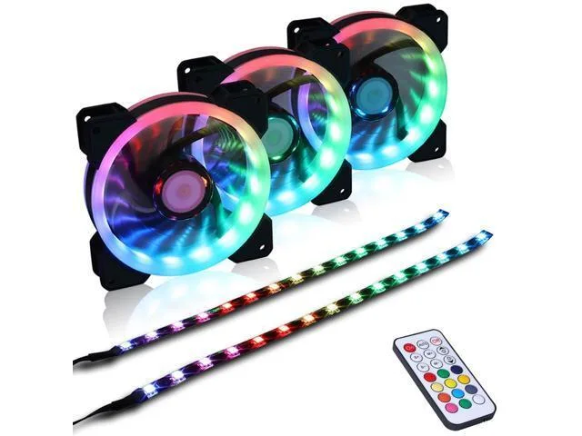 LORDWORLD LORDWORLD DS 120MM Rainbow RGB Fan Kit 3-Pack with Controller — product photo