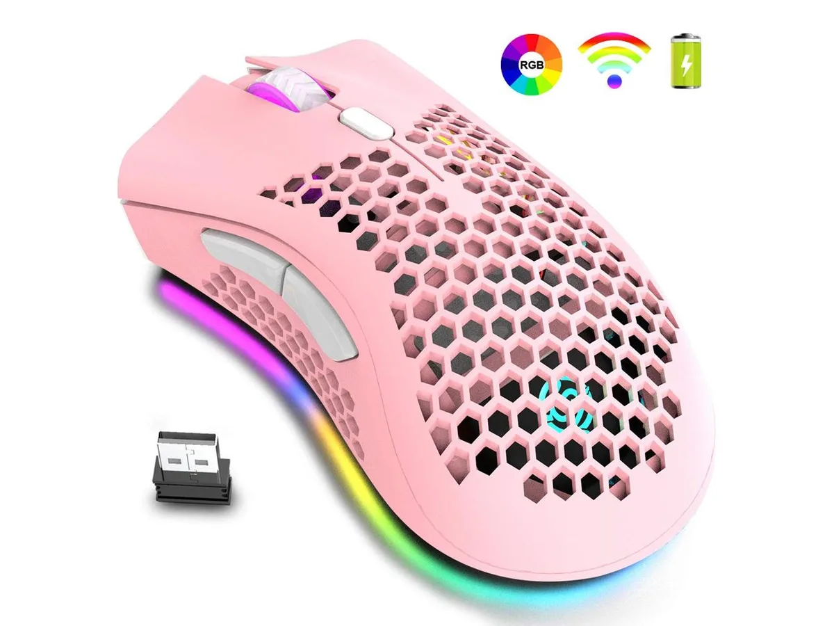 KEHIPI KEHIPI Wireless Gaming Mouse Pink 93g 1600 DPI 2.4 GHz — product photo