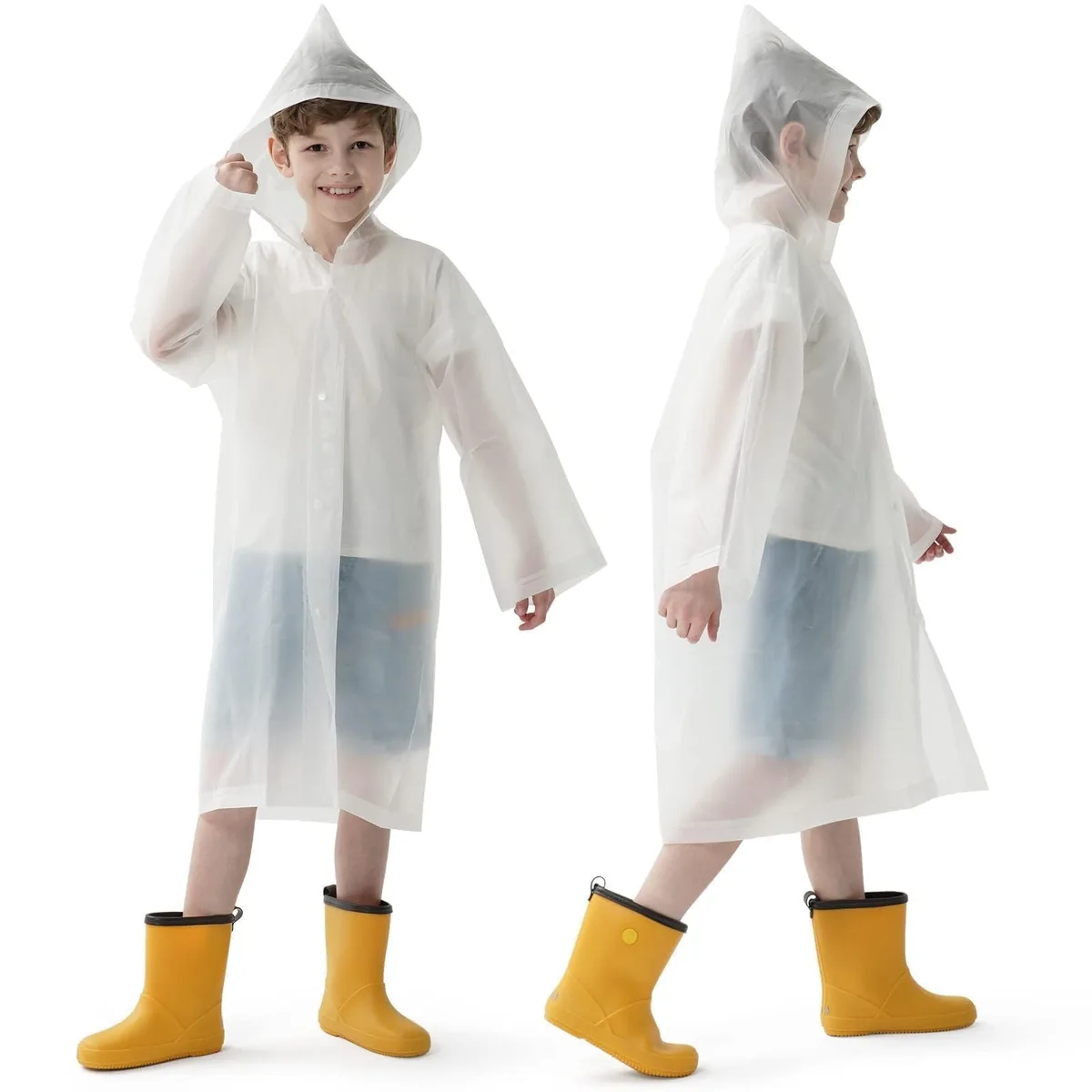 Opret Children's Outerwear White 2 Pack EVA Ponchos with Hood and Sleeves — product photo