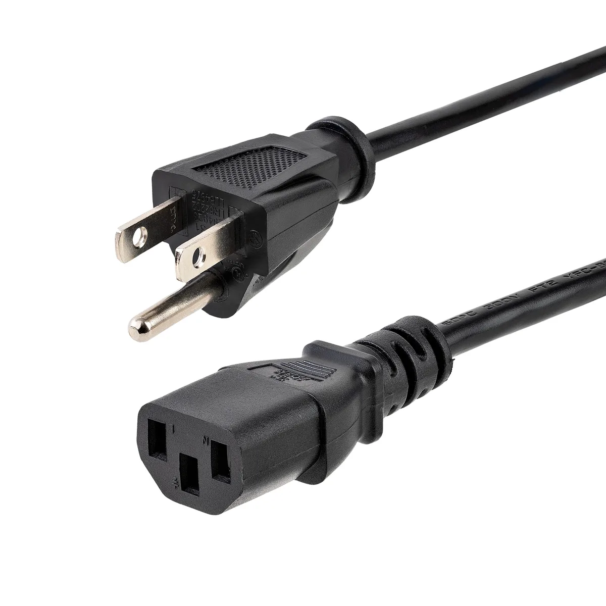  StarTech.com PXT101_3 Computer Power Cord, 3ft, NEMA 5-15P to C13, 18AWG, 10A 125V, Black — product photo
