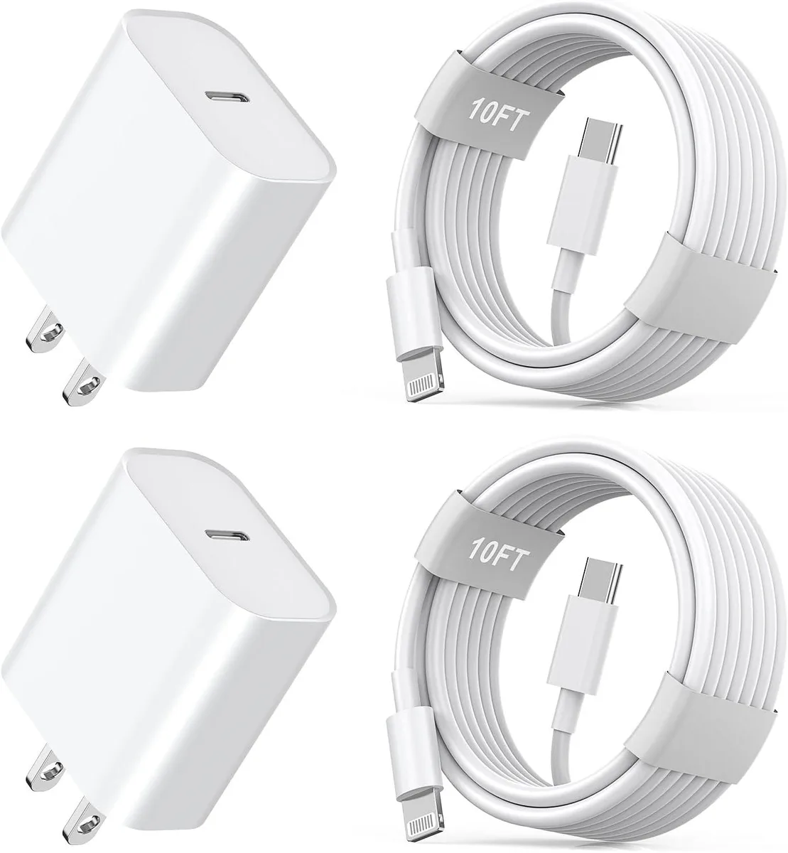 ONITOON ONITOON 20W USB-C Wall Charger 2-Pack with 10ft Lightning Cable — product photo