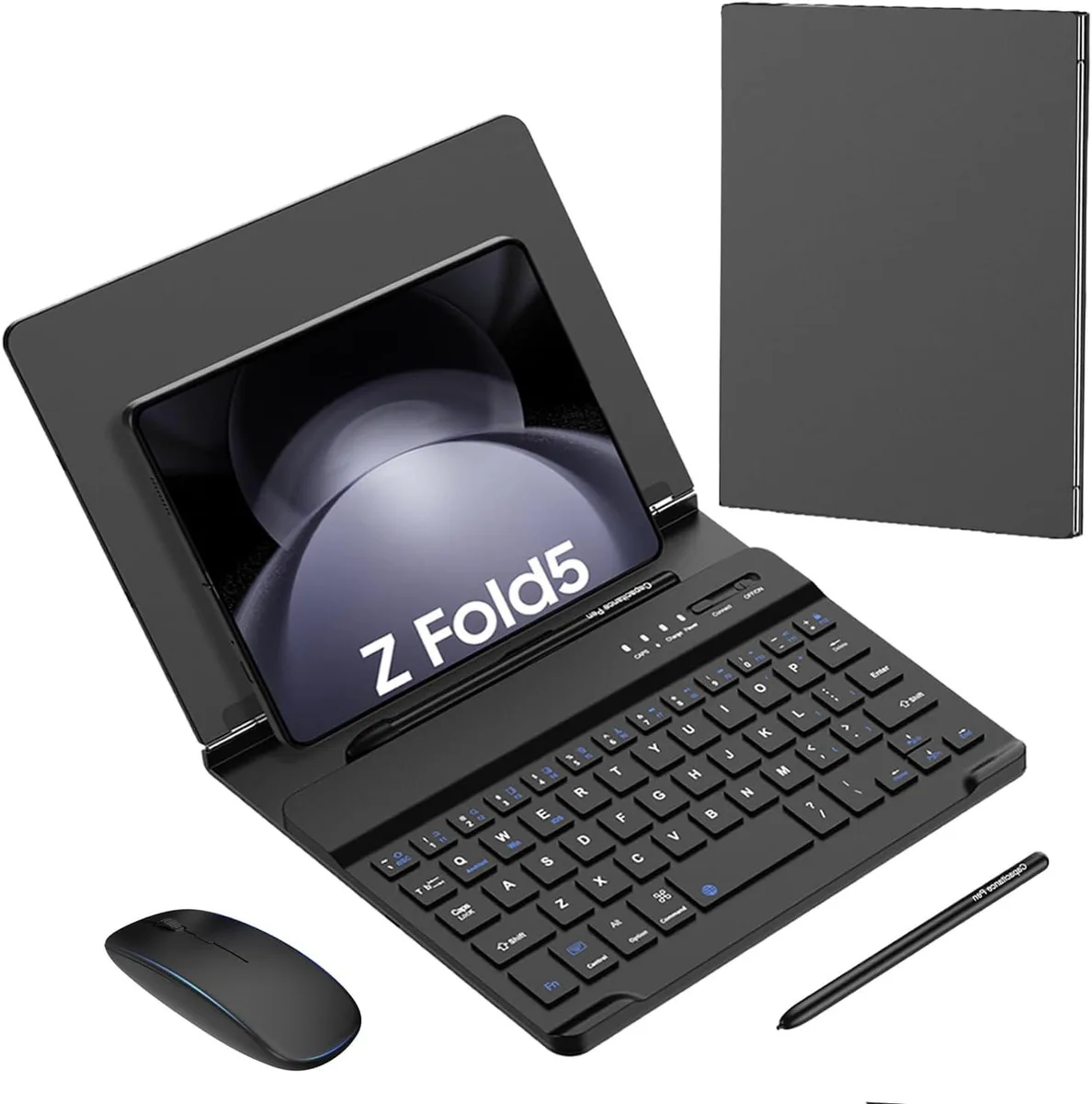 Black capacitive stylus pen with a slim cylindrical body