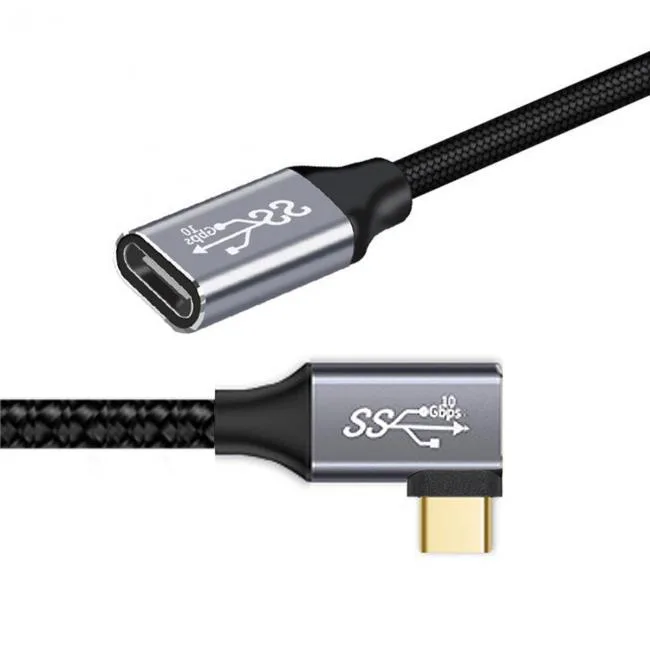 Cablecc Cablecc USB 3.1 Type C Male to Female Extension Cable 90 Degree Right Angled 10Gbps 100W — product photo