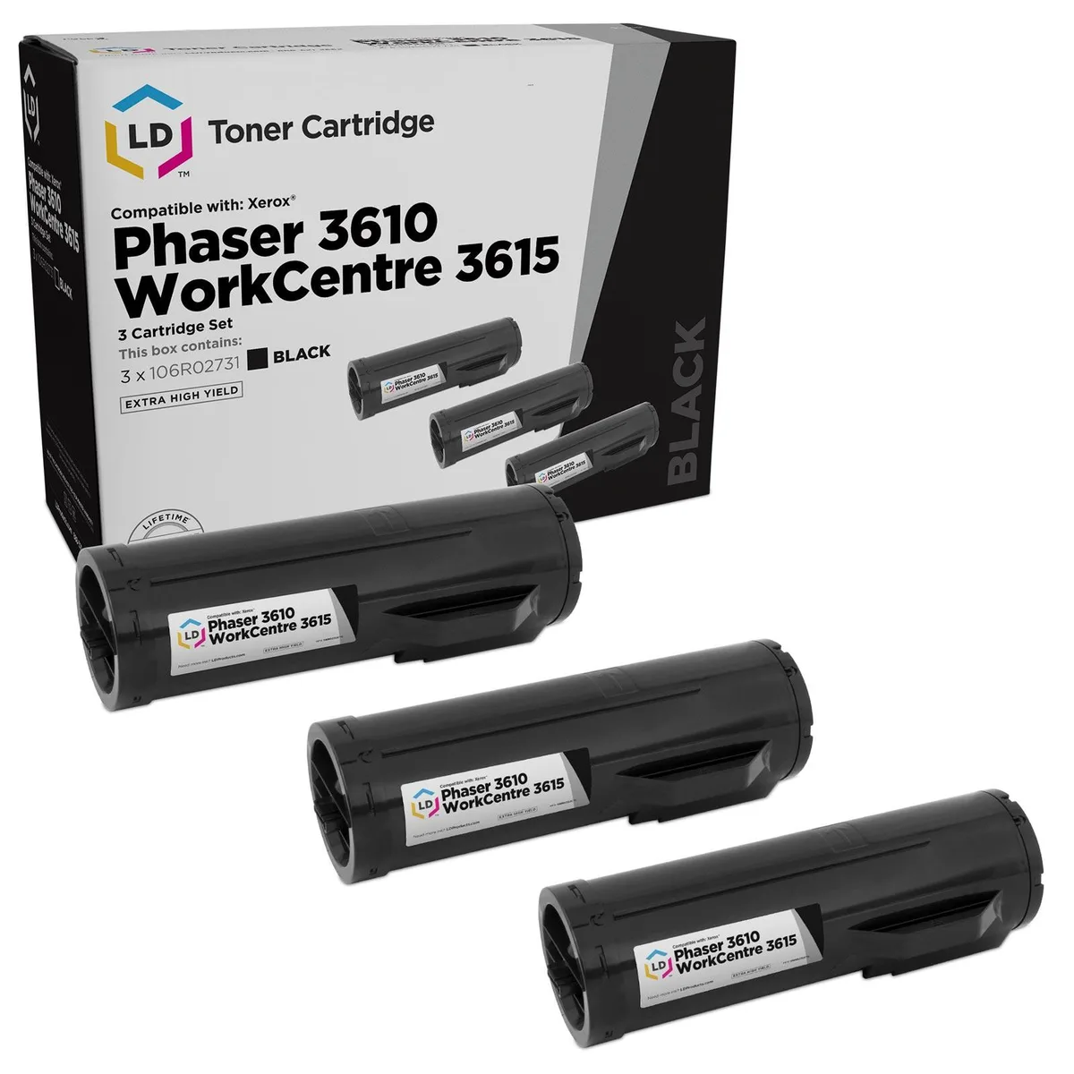 LD Products LD Products 106R02731 Extra High Yield Black Toner Cartridge 3-Pack 25300 Pages — product photo