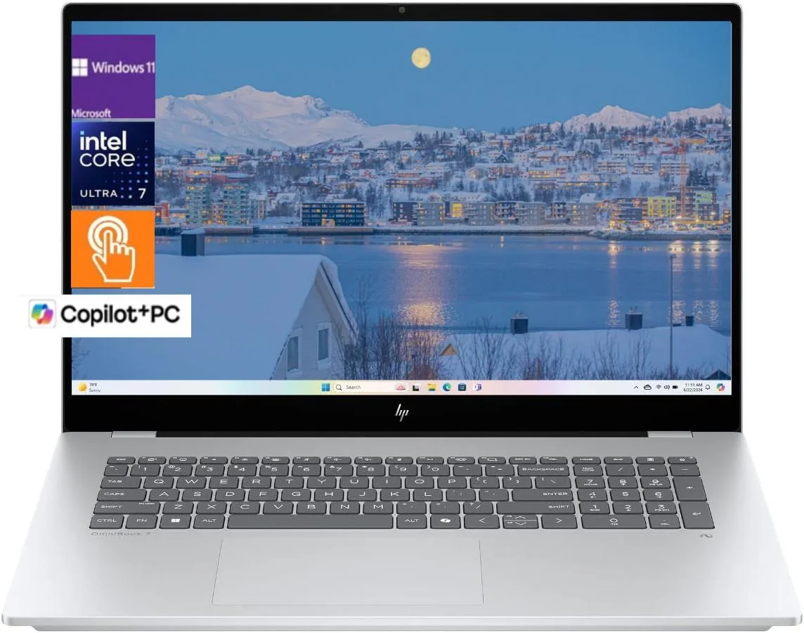 HP HP OmniBook 7 laptop Intel Core 9 270H 32GB DDR5 1TB SSD 16" 2K OLED 120Hz touch Windows 11 Pro — product photo