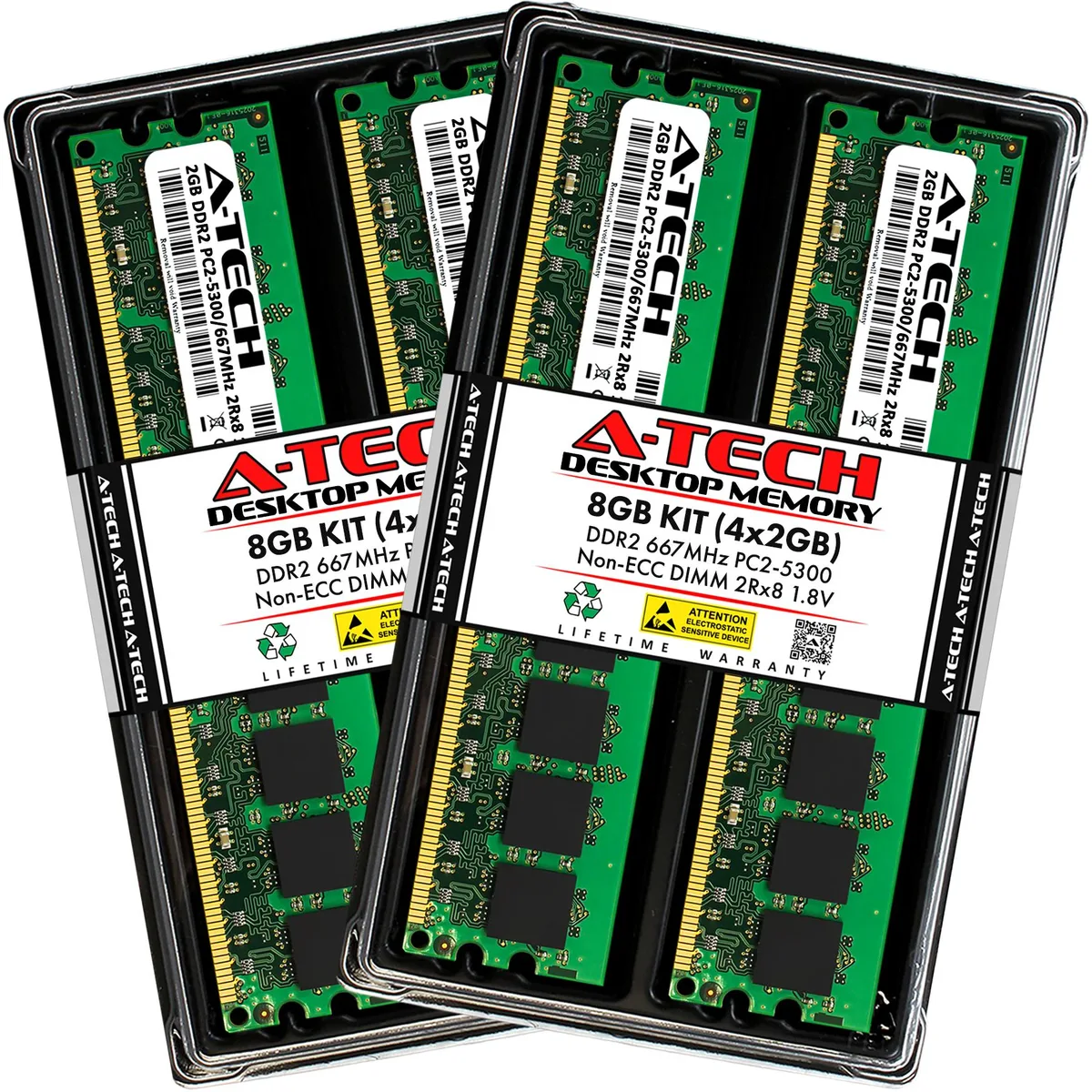 A-Tech A-Tech 8GB (4x2GB) DDR2 667MHz PC2-5300 240-Pin Desktop RAM Kit — product photo
