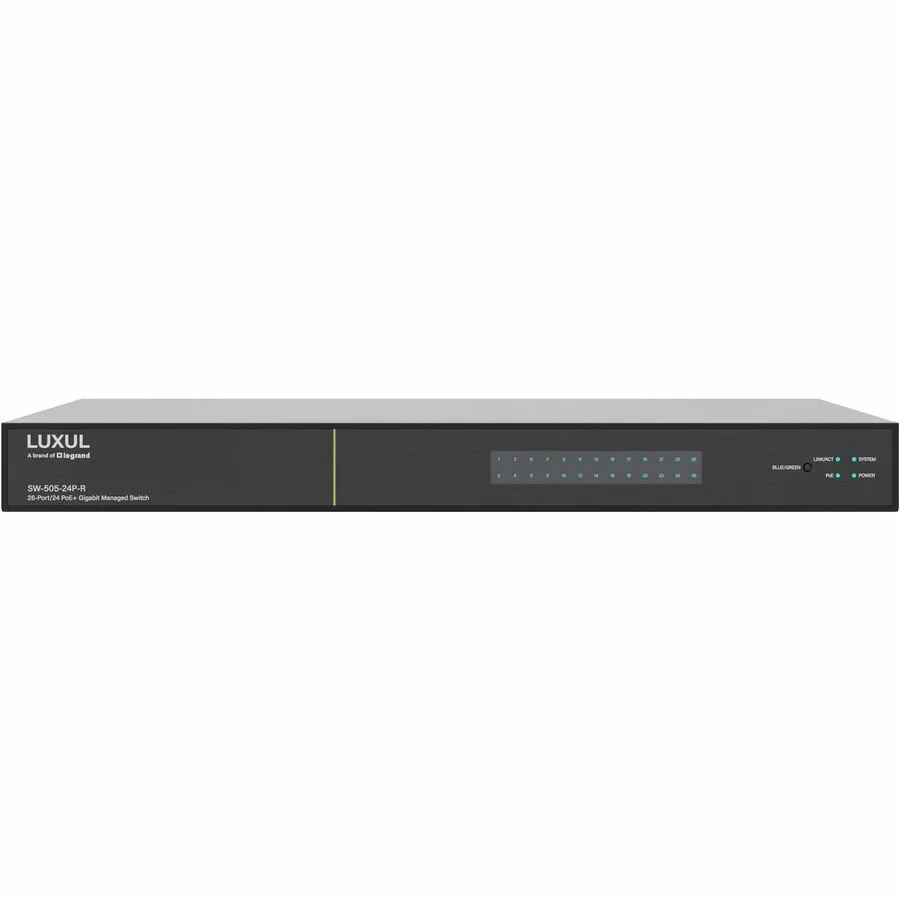 Luxul Luxul SW-505-24P-R 24-port PoE+ managed network switch — product photo