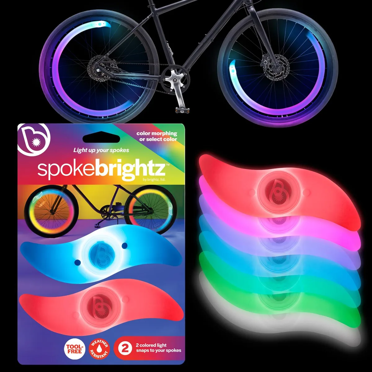  Hollywood Racks 34667 SpokeBrightz 2-pack spoke lights — product photo