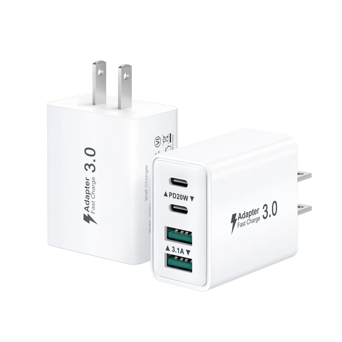 KEHIPI KEHIPI PD3601 2-pack 40W 4-port USB charger white — product photo