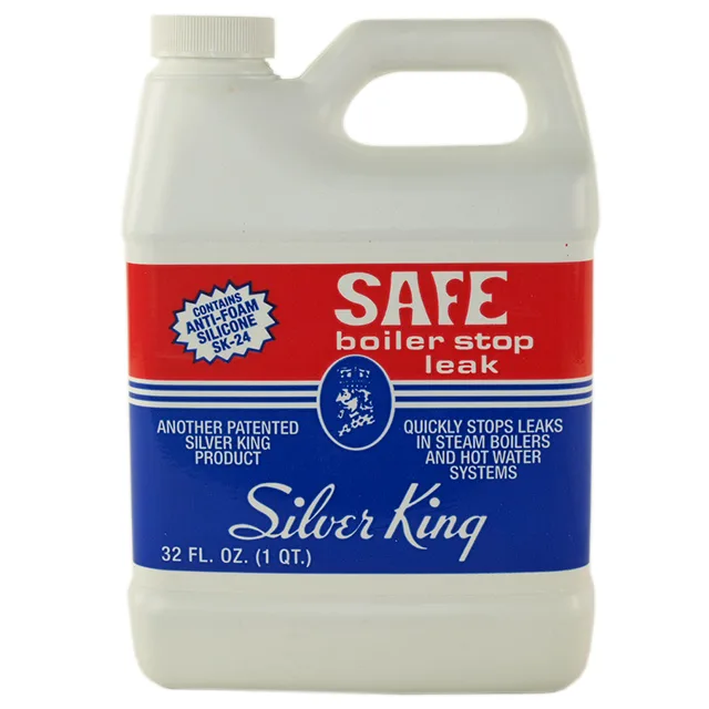 White plastic quart bottle with red and black label