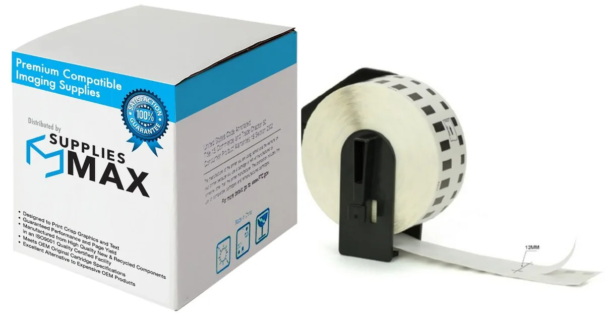 SuppliesMax SuppliesMax DK-2214 White Continuous Label Tape 12mm x 30.4m — product photo