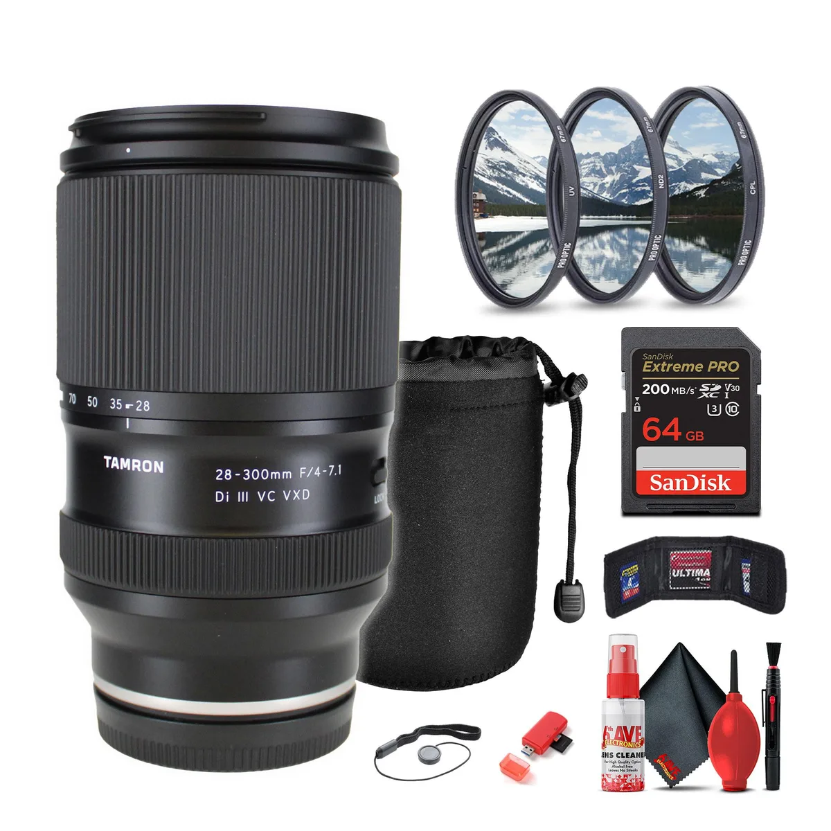 Tamron Tamron 28-300mm f/4-7.1 Di III VC VXD Sony E Bundle camera lens — product photo