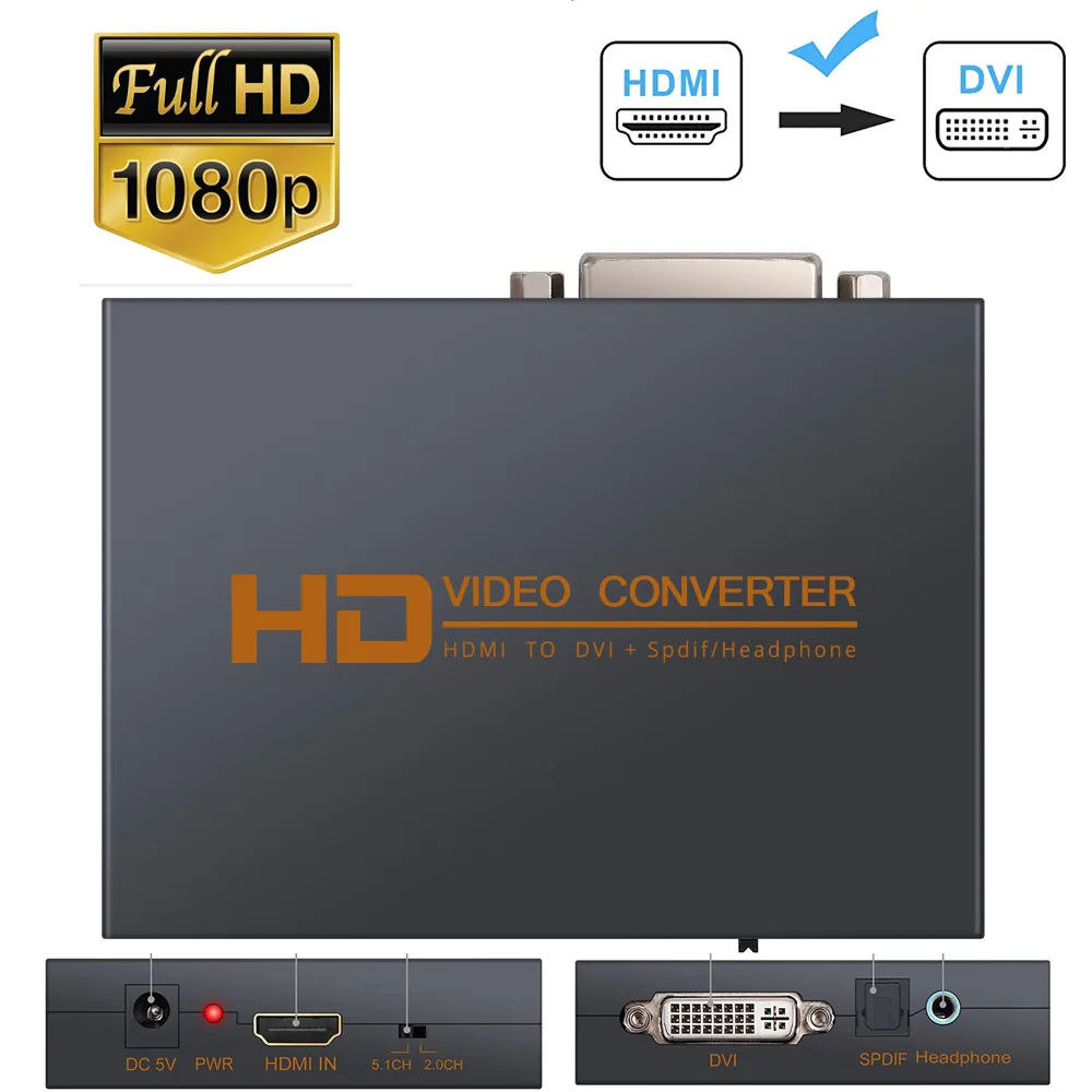 Jansicotek Jansicotek HDMI to DVI + Optical Toslink + 3.5 mm Audio Extractor Converter — product photo