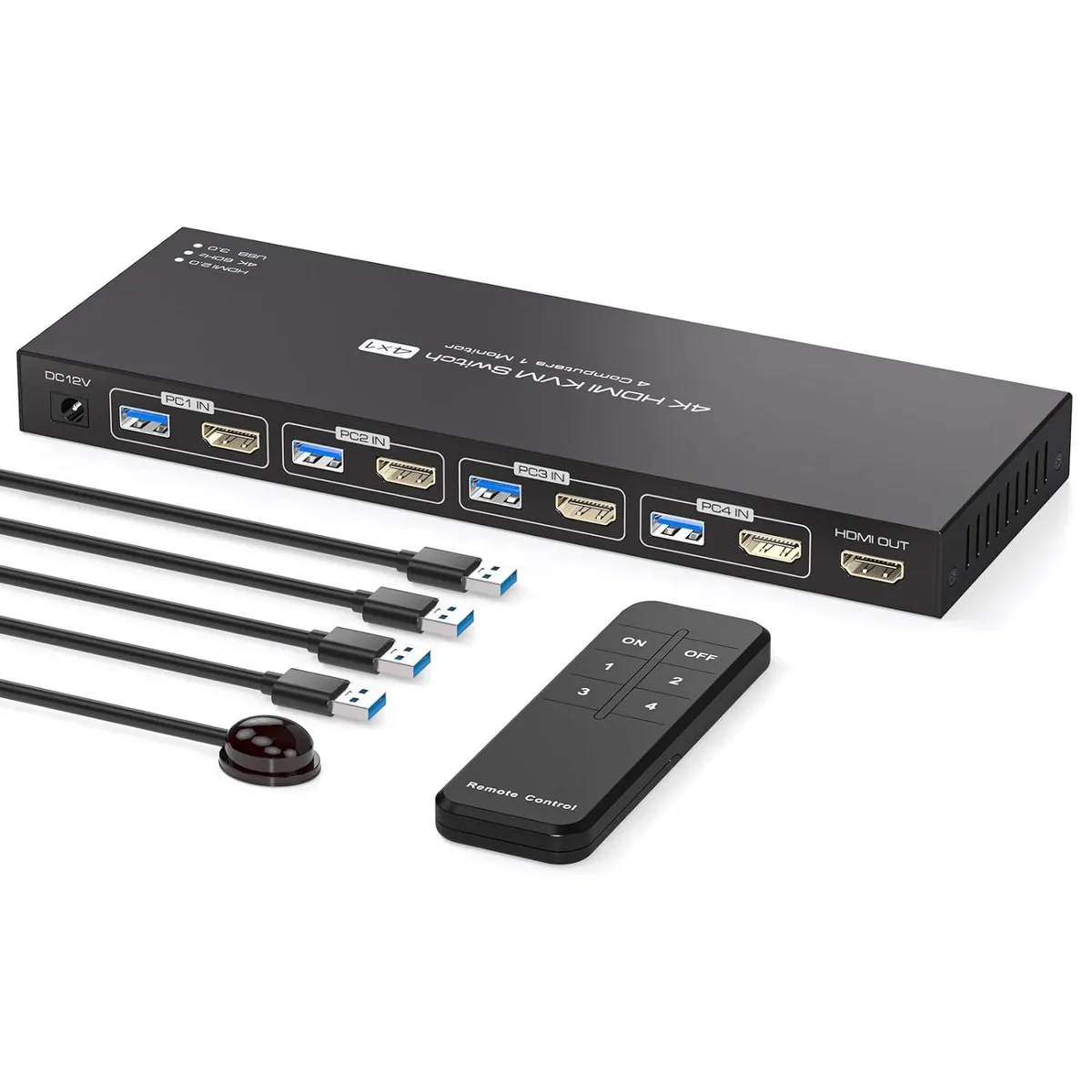 ESTONE ESTONE SW240-HD 4-port HDMI KVM switch 4K 60Hz USB 3.0 — product photo
