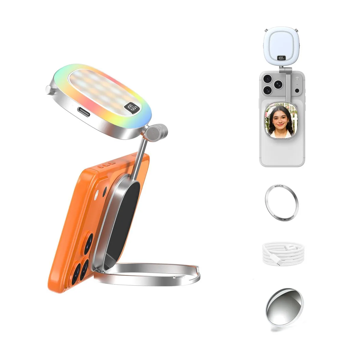  COMITOK MOMI Z RGB Magnetic Selfie Fill Light Silver — product photo