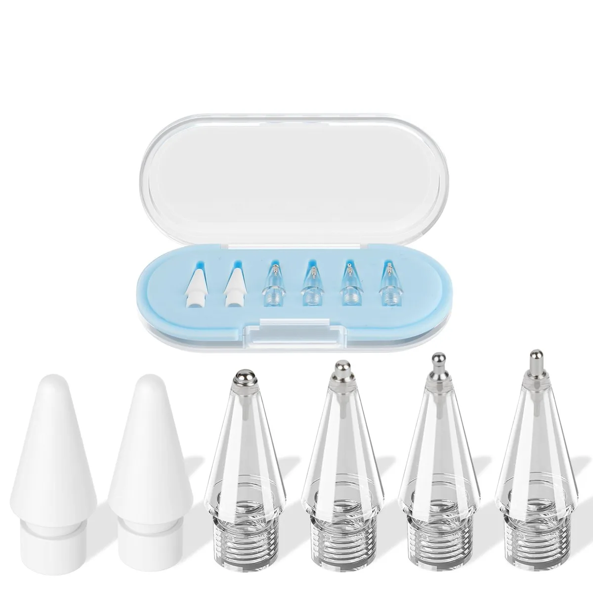 Blue case holding replacement Apple Pencil tips