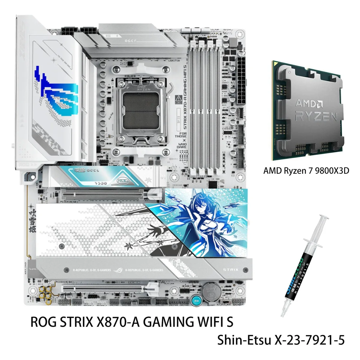 ASUS ASUS ROG STRIX X870-A GAMING WIFI S AMD motherboard with Ryzen 7 9800X3D CPU — product photo