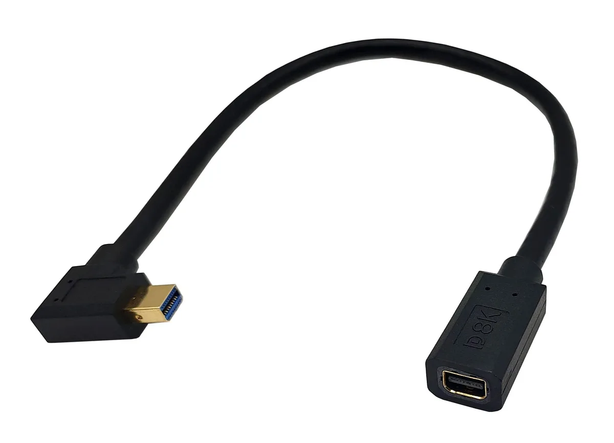 BUCIER BUCIER Mini DisplayPort Extension Cable 1ft 90° Male-Female 8K 1.4 HBR2 — product photo