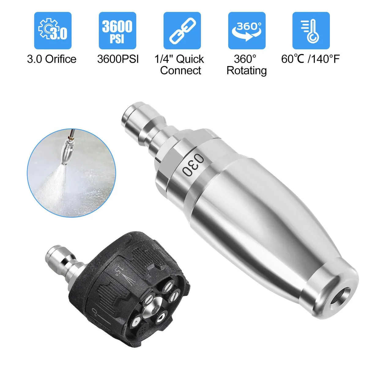 NSI NSI YDF03396874 6-in-1 Turbo Nozzle 3600 PSI 1/4" Quick Connect — product photo