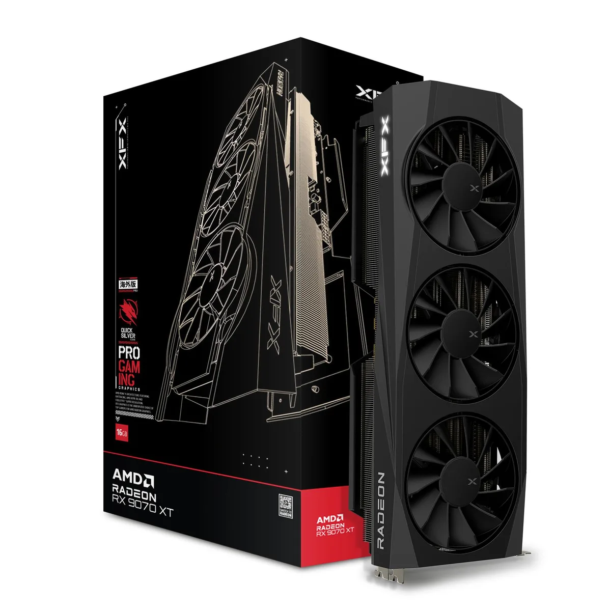 XFX XFX Quicksilver Radeon RX 9070 XT 16GB graphics card RX-97TQICKBA — product photo
