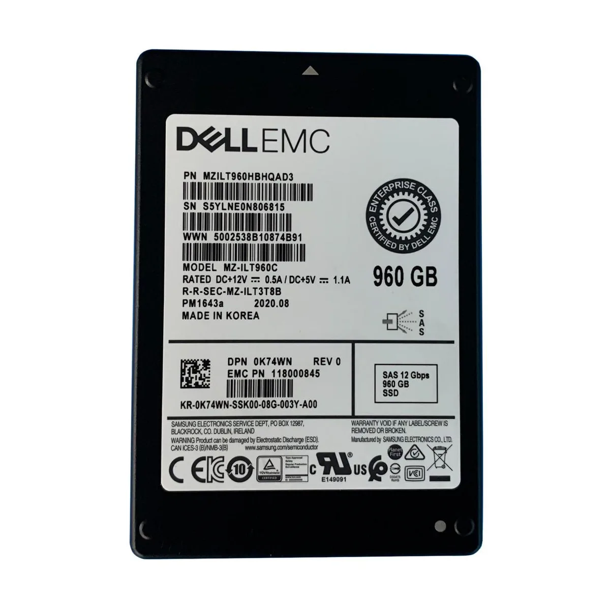 DELL DELL MZ-ILT960C 960GB SAS 12GBPS 2.5" SSD drive enclosure — product photo