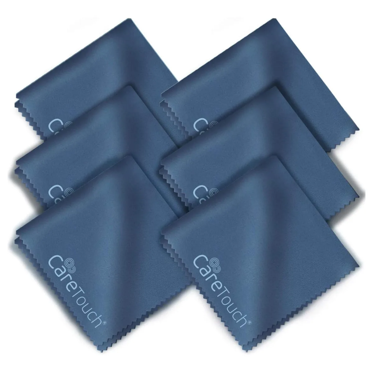  Care Touch Microfiber Cleaning Cloths 6 Pack 6x7 Inch Navy Blue Glass Care — product photo