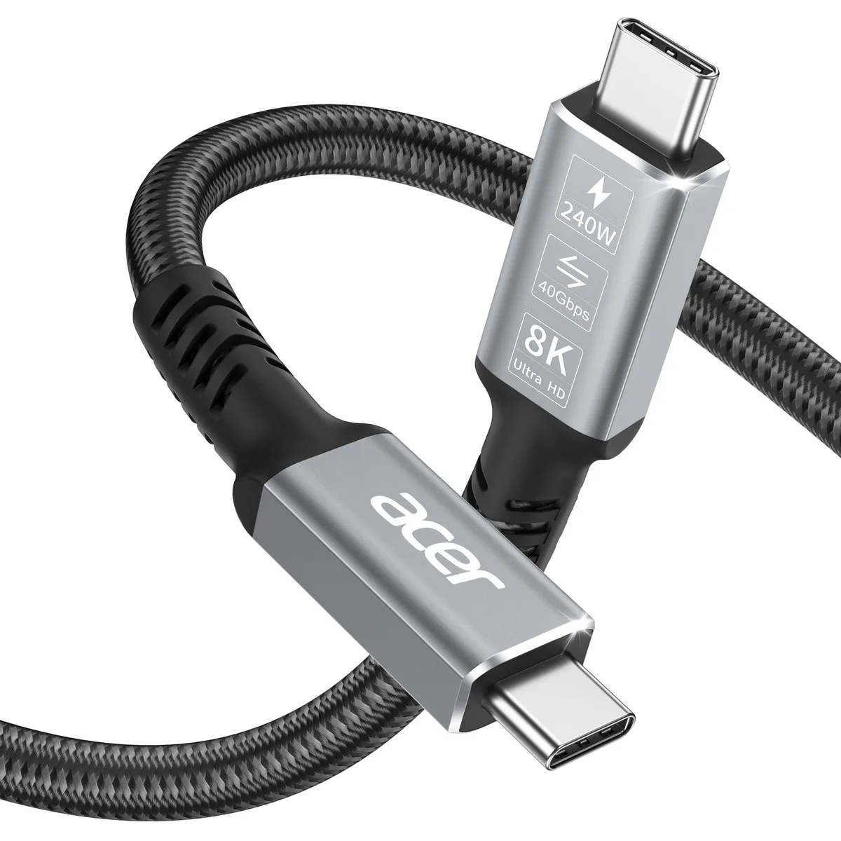  Acer OCB254 USB4 Cable 3.3m 40Gbps 8K@60Hz 240W — product photo