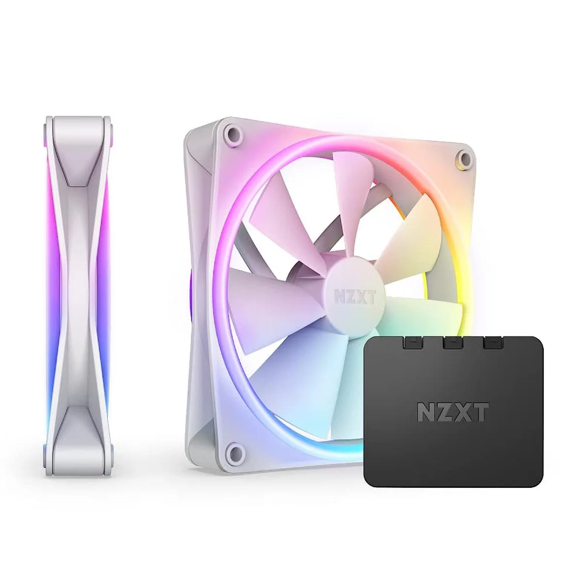 NZXT NZXT RF-D14DF-W1 140mm dual-sided RGB case fan twin pack white — product photo