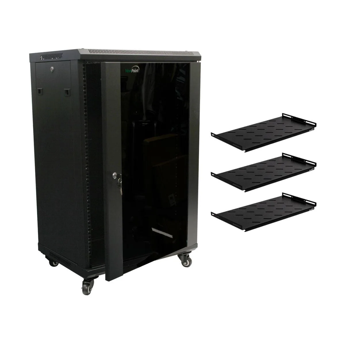NavePoint NavePoint 18U Server Rack 450mm Depth with Casters Shelves Fans — product photo