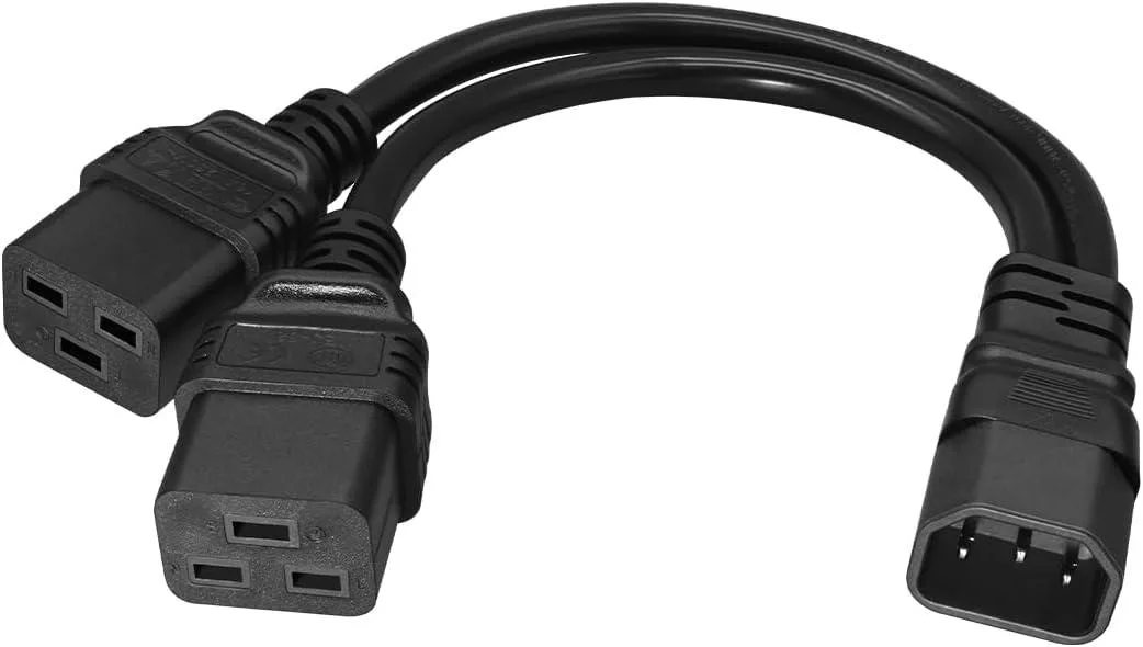 TeKit TeKit C14 to 2xC19 Y Split Power Extension Cord 1ft 16AWG 10A 125V Black — product photo