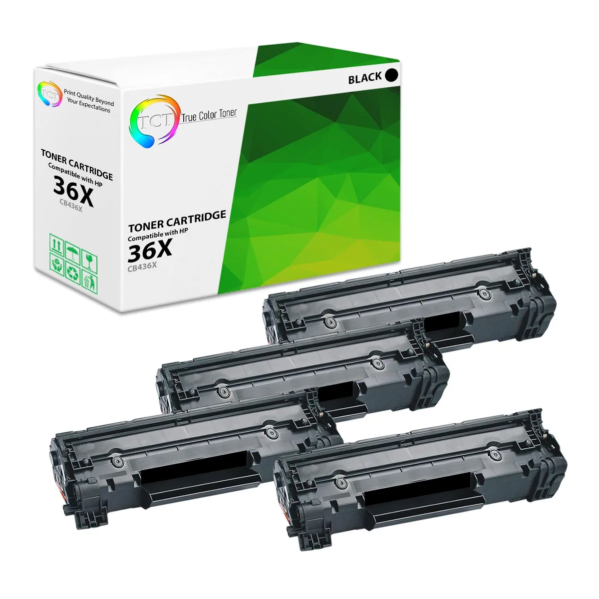 True Color Toner True Color Toner 36X CB436X Black High Yield Toner Cartridge 4 Pack — product photo