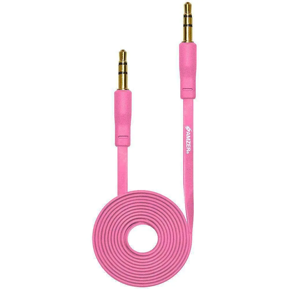 Amzer Amzer 3.5mm Auxiliary Audio Flat Cable 3ft Pink — product photo