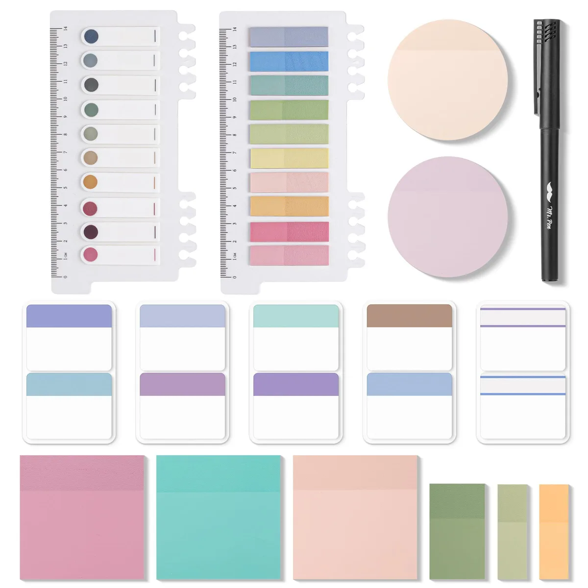 Clear square sticky notes in multiple sizes, 1000 sheets total