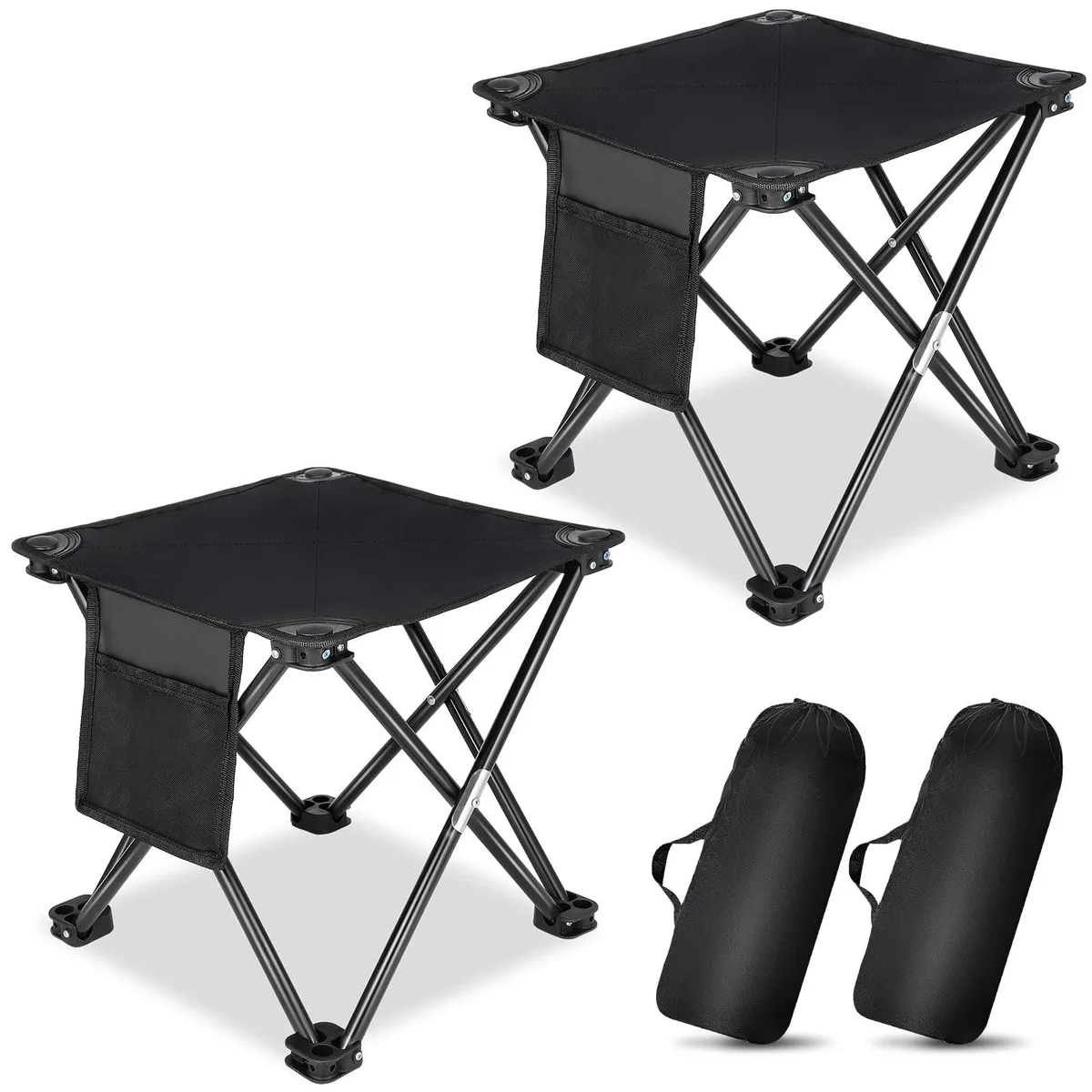  KABOER 2 Pack Folding Camping Stool 12.2 in x 12.2 in x 13.7 in 400 lbs — product photo