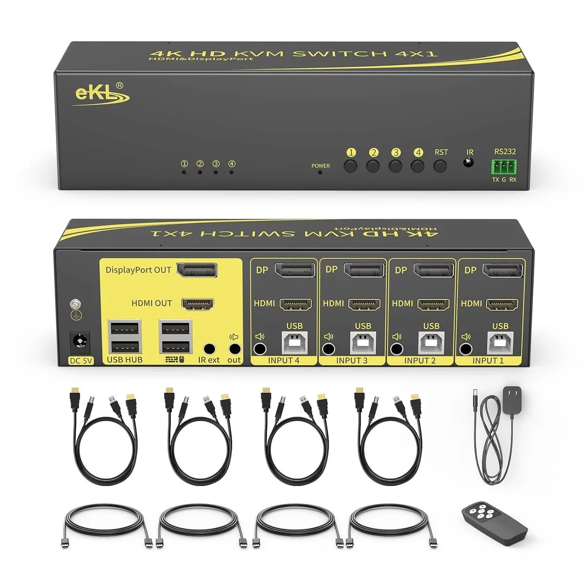 WRIARICH WRIARICH 4-Port Dual Monitor HDMI+DP KVM Switch 4K@60Hz — product photo