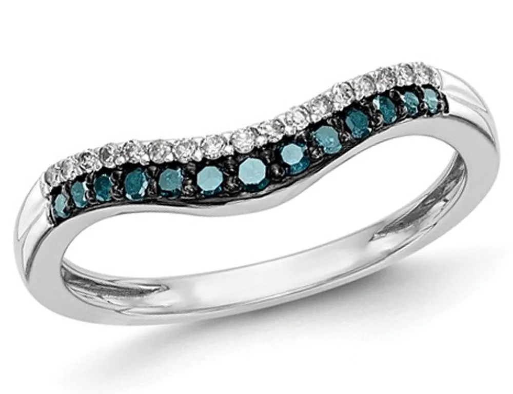 Gem &amp; Harmony Gem &amp; Harmony 14K White Gold Blue &amp; White Diamond Ring 0.21 ct 30 Stones — product photo