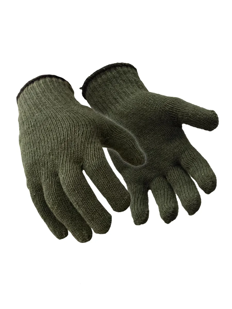 Refrigiwear Refrigiwear Military Style Ragg Wool Glove Liners Green 12 Pairs Small Medium — product photo